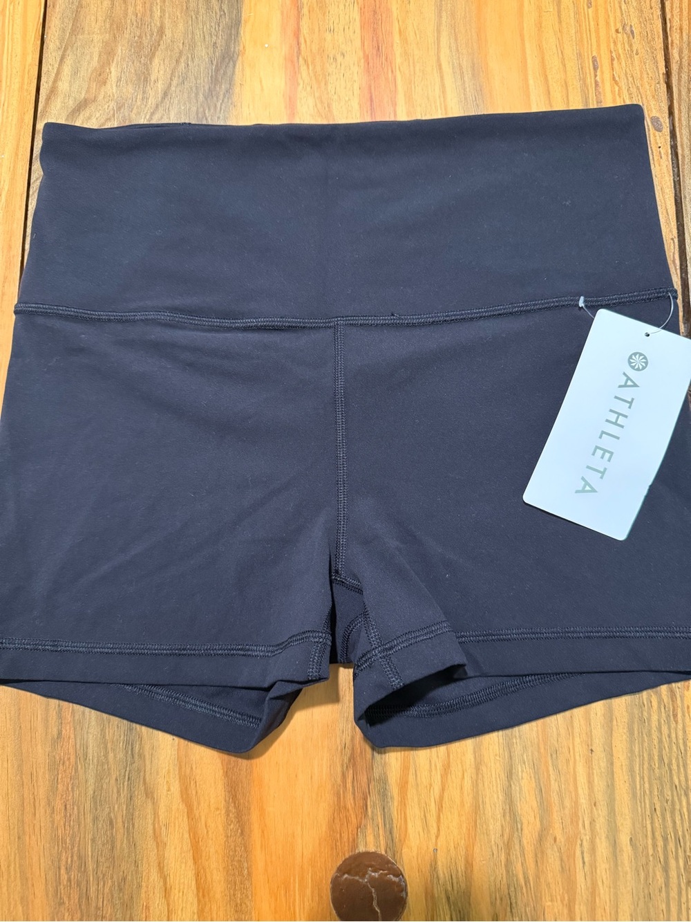 Athleta Ultra High Rise Elation Shortie, Black High-Waist Bike Shorts, Medium